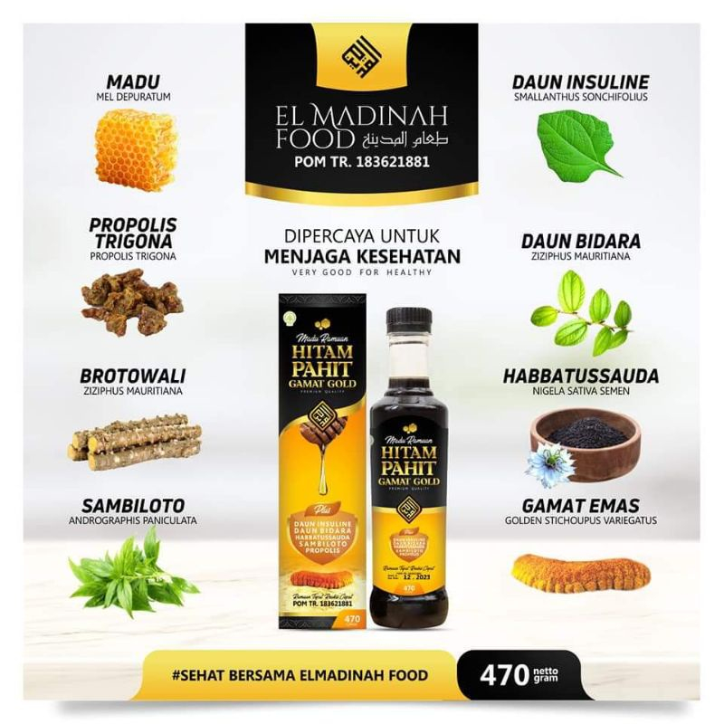 

Madu Ramuan Hitam Pahit El Madinah Food Gamat Gold Ramuan Tepat Reaksi Cepat 470gram
