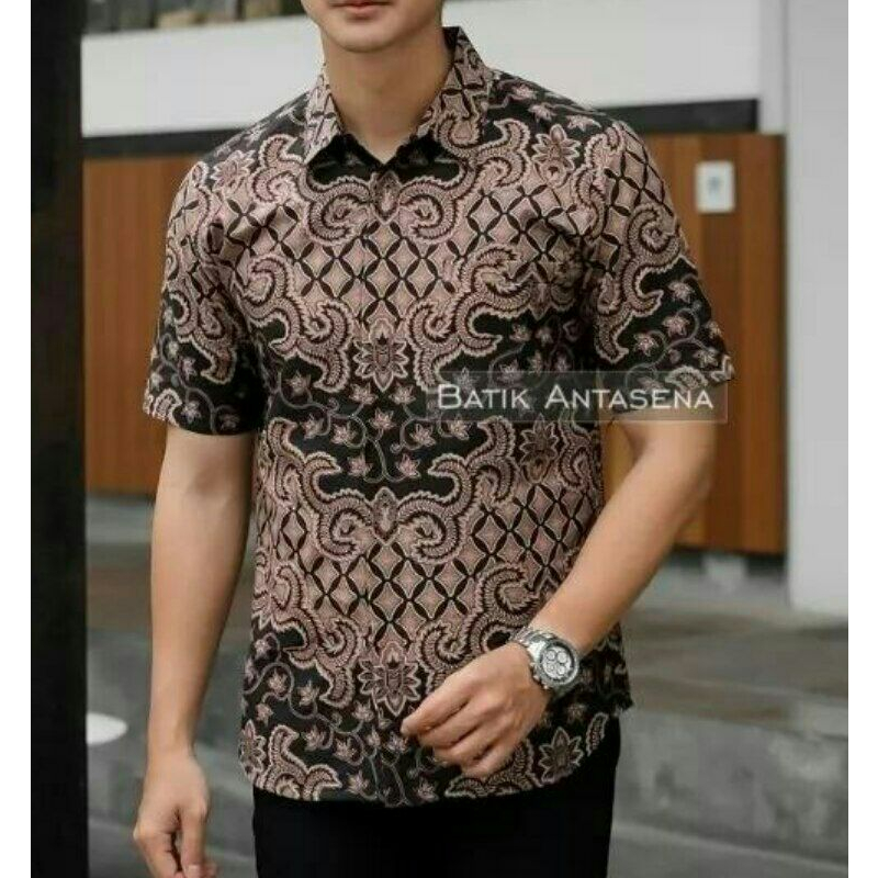 PROMO Hem batik kantor Hem batik kondangan Hem kombinasi lengan pendek Hem batik kombinasi polos Hem