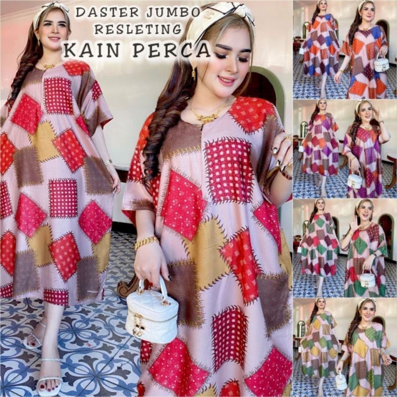 Daster jumbo resleting kain perca