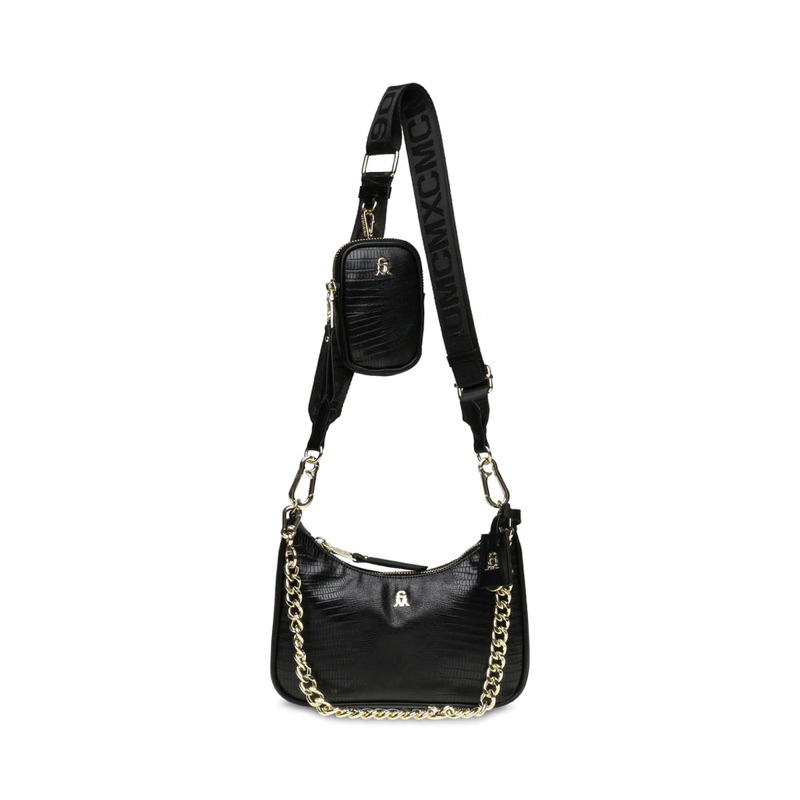 STEVE MADDEN CROCO BVITAL-E CROSSBODY BAG BLACK