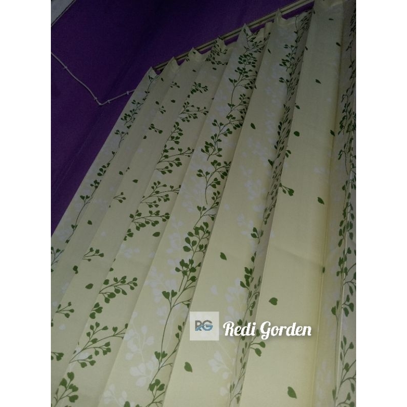 Gorden jendela minimilasi  Gorden plisket motif bunga  Gorden plisket satin bridal  Gorden pintu Teb