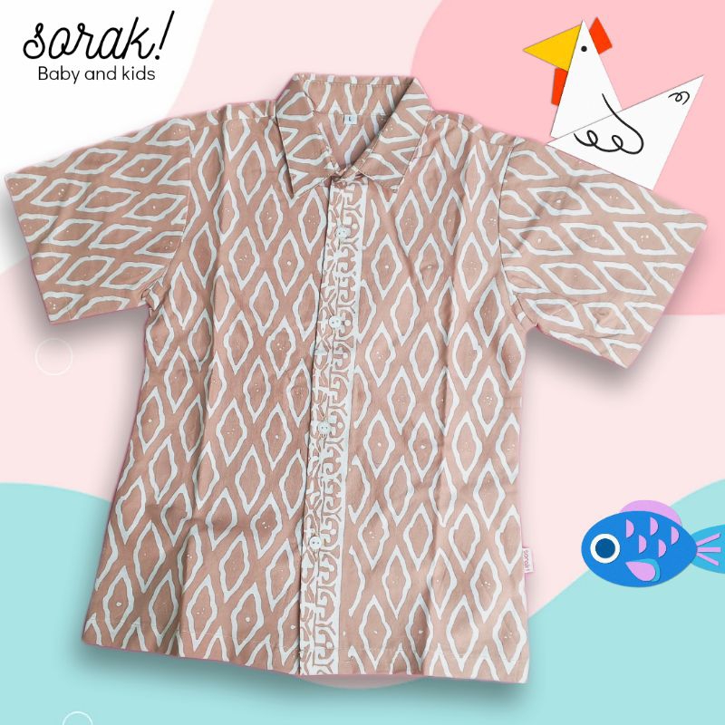 Kemeja Batik Anak 3-4 Tahun Garutan Cokelat Susu