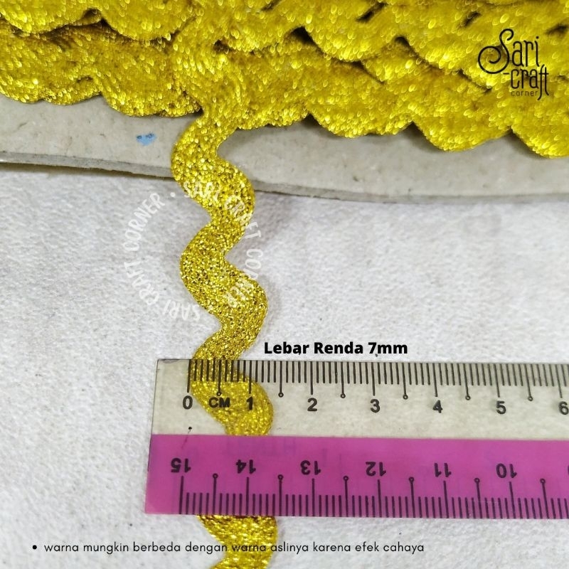 Renda Biku Gigi Walang Zigzag Emas Silver Rol