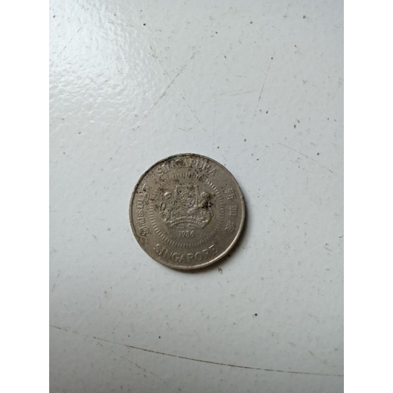 Uang Koin Kuno Singapura 50 cents tahun 1986