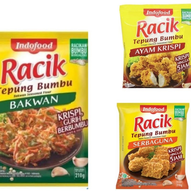 

Indofood Racik Tepung Bumbu 210 gram Serbaguna/Ayam Krispi/Bakwan