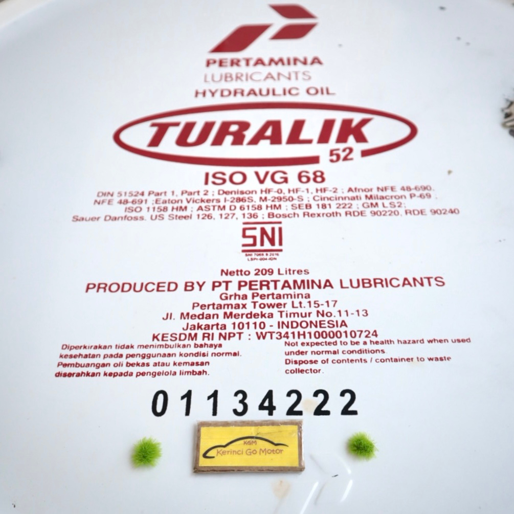 Pertamina Turalik 52 Drum Repack 1 Liter Pertamina Oli Hydraulic ISO VG 68 Original