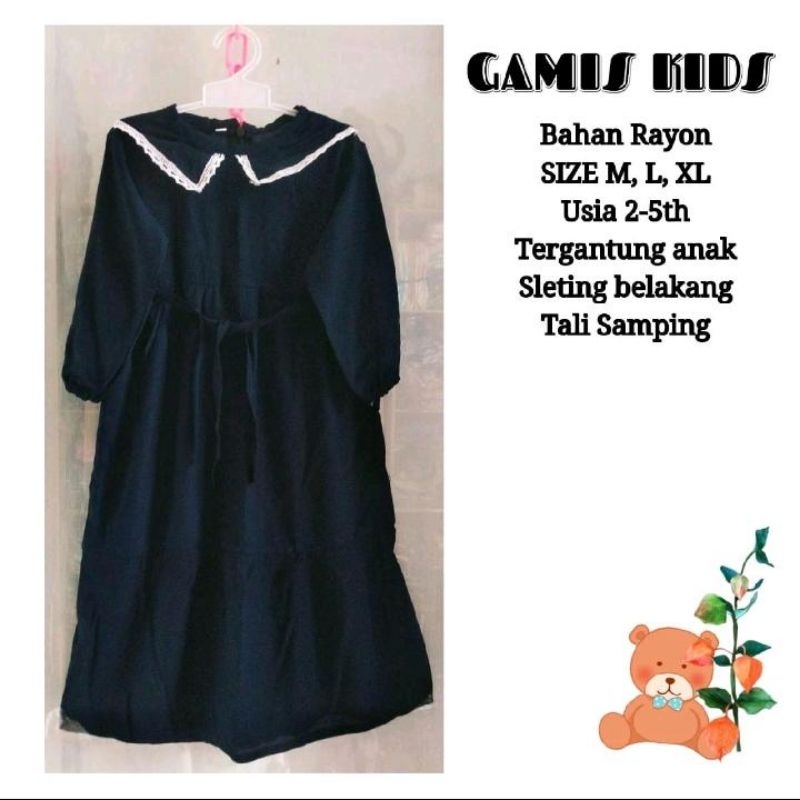 Gamis Anak Rayon Kerah renda