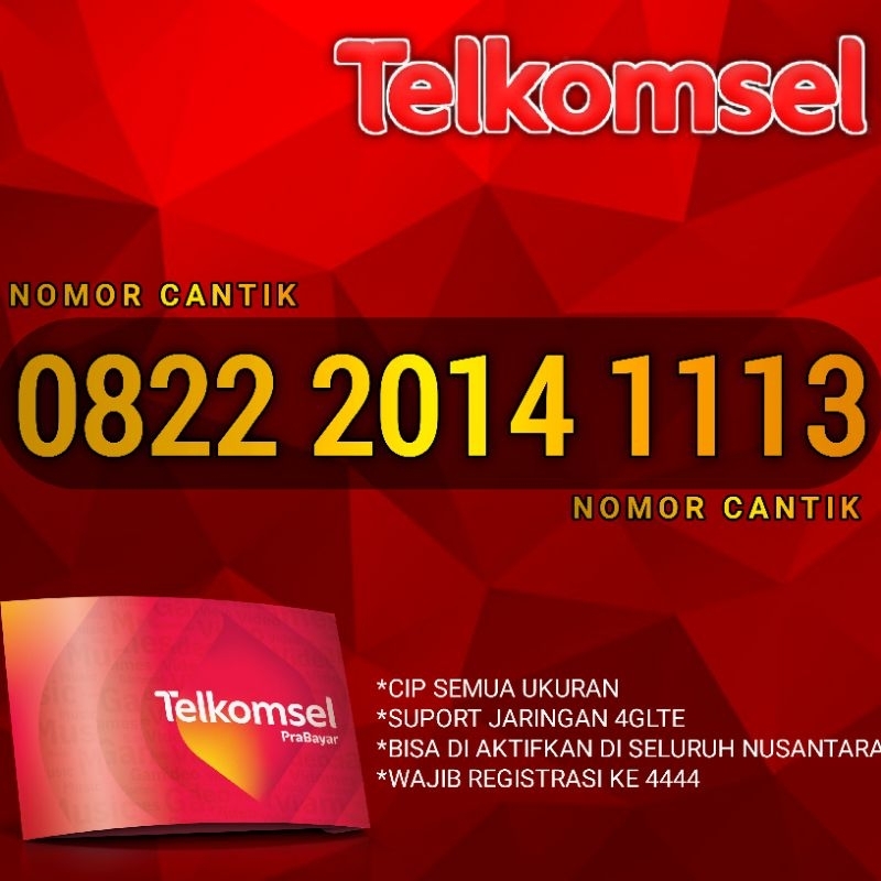 Nomor cantik limited edisi tanggal lahir 13/11/2014 telkomsel