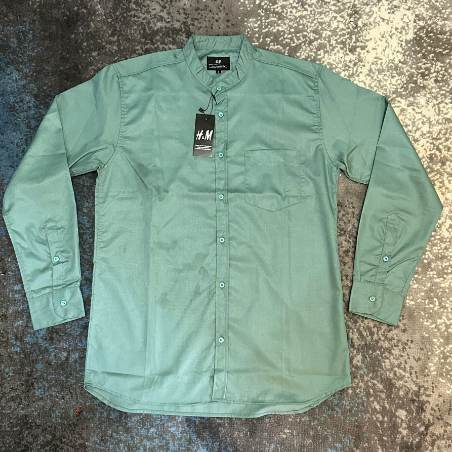 Kemeja Koko Polos HM Pria | Kemeja Shanghai Lengan Panjang Polos Pria Baju Casual Terlaris