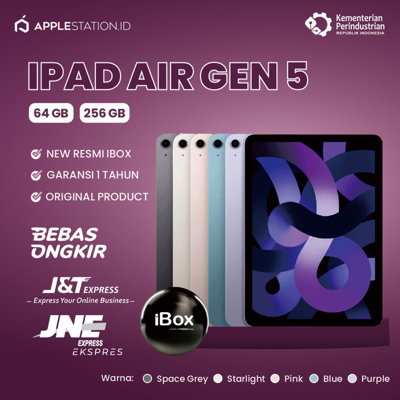 NEW IBOX IPAD AIR GEN 5 64GB 256GB GARANSI 1 TAHUN RESMI INDO