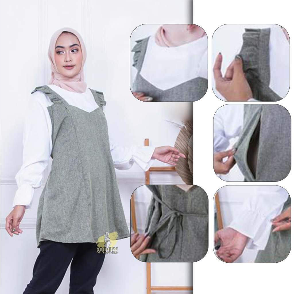 Baju Hamil dan Menyusui Lengan Panjang Kekinian Hijab Bahan Katun Linen