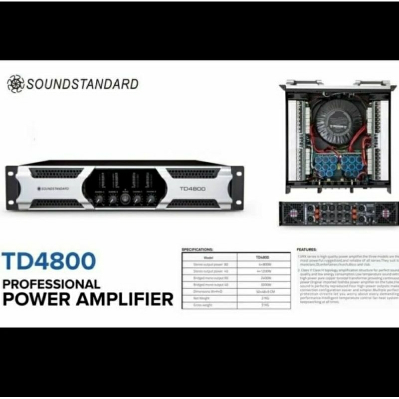 POWER SOUNDSTANDARD TD 4800 TD4800 4CH 4 X 1200 WATT