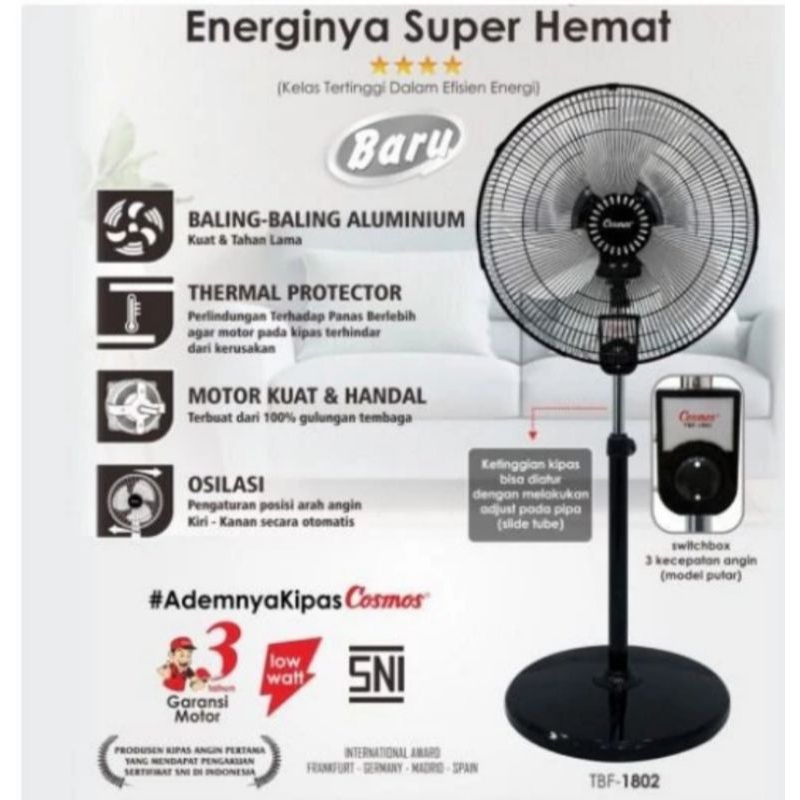 Kipas Angin Tornado COSMOS TBF 1802 Baling Besi 18inch