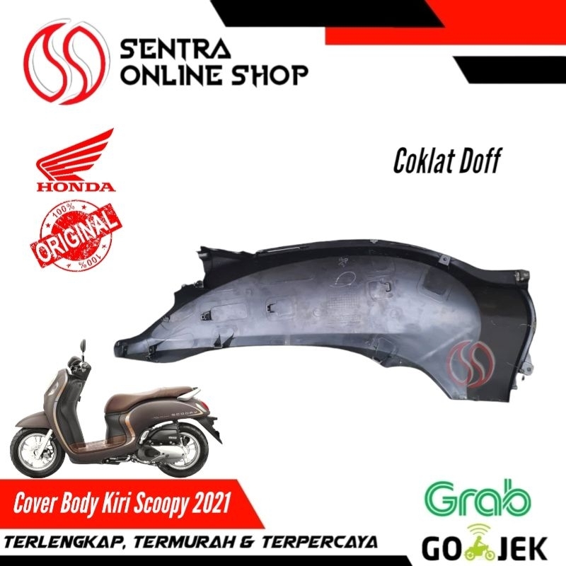 Cover body bodi kiri scoopy new prestige 2021 coklat doff dop original