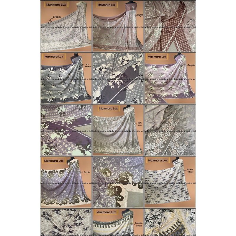 KANARA- KAIN MAXMARA LUX - BAHAN GAMIS LEBAR 150CM - MAXMARA LUXURY MOTIF BARU - HARGA PER ½ METER
