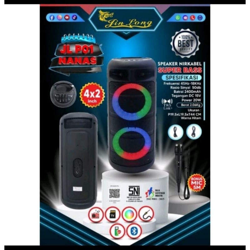 Speaker Karaoke Jinlong JL-P01 Nanas Super Bass Jin Long Speaker Bluetooth