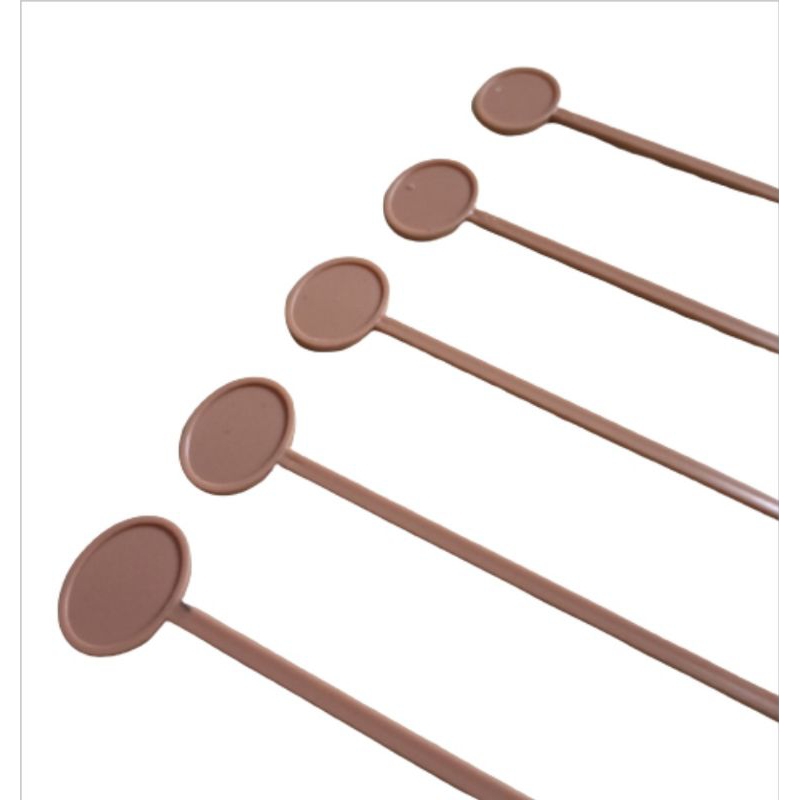 Stirrer oval 220 mm plastik pengaduk minuman warna capuccino cream kopi susu