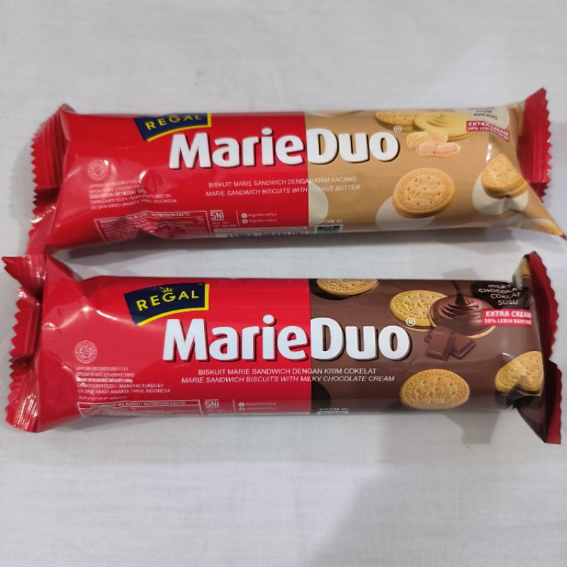 regal marie duo biscuit krim kacang / coklat 100gr