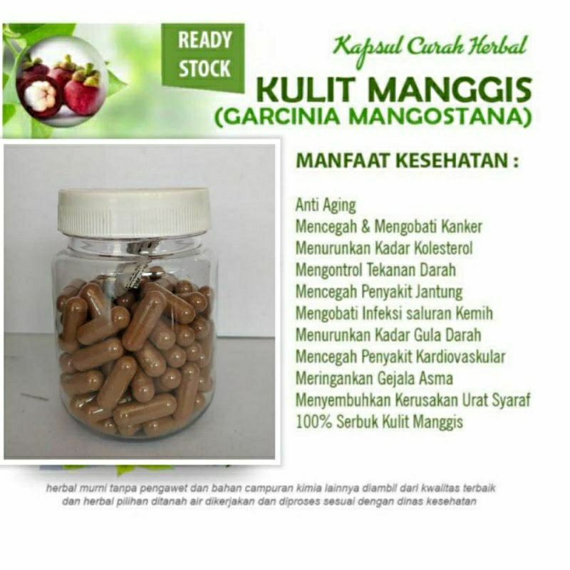 

KULIT MANGGIS 100 KAPSUL OBAT HERBAL TERBAIK (PREMIUM QUALITY)