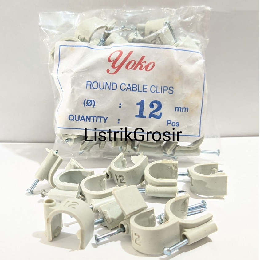 Klem Kabel Yoko Paku Beton No. 6mm 7mm 8mm 9mm 10 mm 12mm Clip Kabel Pvc Listrik Ekonomis