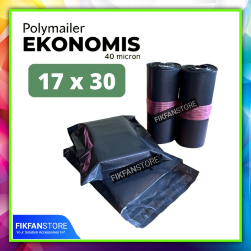 

Polymailer Hitam HD Ekonomis 17x30 isi 100 pcs - Polymailer Lem Plastik Packing