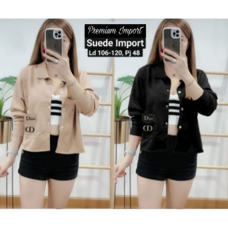 ♥️ PREMIUM IMPORT ♥️ READY ! DIOH COLLAR LONG SLEEVE BUTTON JACKET SHIRT OUTER KEMEJA