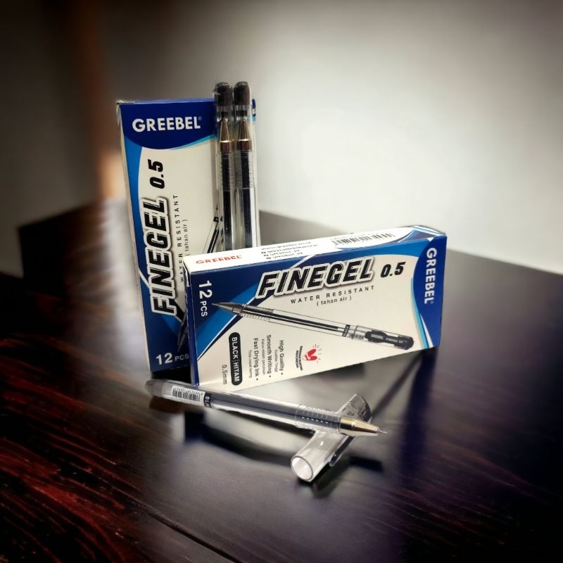 

GREEBEL Finegel/ gel pen Greebel 0,5 1box isi 12pcs warna hitam