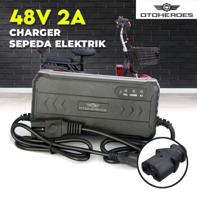 Charger sepeda listrik 48volt 2 ampere charger aki