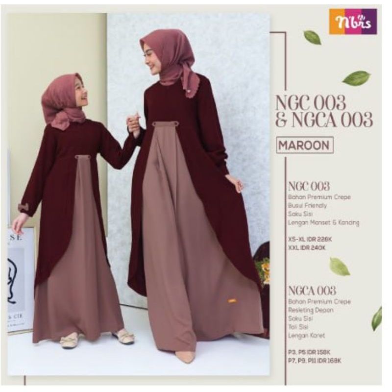 Nibras Couple NGC 003/ NGCA 003 light grey  / Maroon @milihijab
