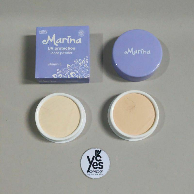 Marina Bedak Loose Powder Tabur 25g Dewasa remaja UNGU UV Protection olive peach ivory Natural Vitamin E tempat Kosmetik Wajah