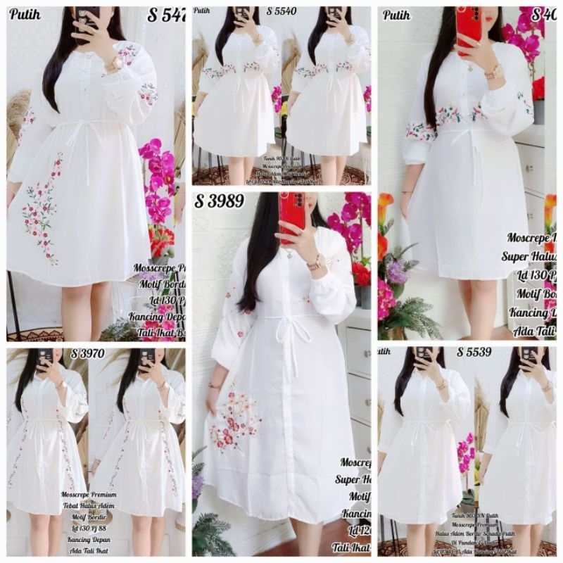 Dress Tunik Import 2023 Khusus PUTIH (Ada 16 Motif)