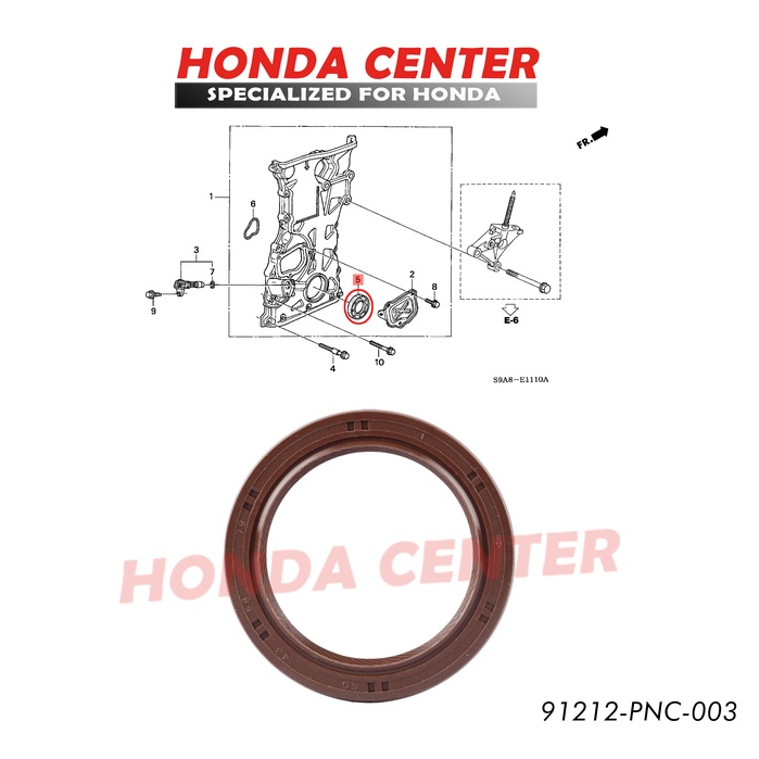 seal crankshaft depan seal timing seal pully accord civic crv odyssey stream 2000cc 2002 2003 2004 2005 2006 2007 2008 2009 2010 2011 2012 2013 2014 2015 2016 2017 2018 2019 2020 2021 2022 2023 43X58X7