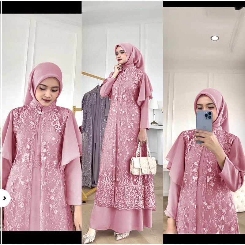 GEORGINA DRESS 3IN1 / MAXI DRESS WANITA MUSLIM / PAKAIAN WANITA HIJAB / DRESS TERBARU 2023 / MAXI PESTA KONDANGAN