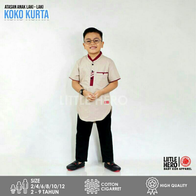 Kemeja Kurta Anak Laki-laki Usia 2-10 Tahun Original Premium Little Hero