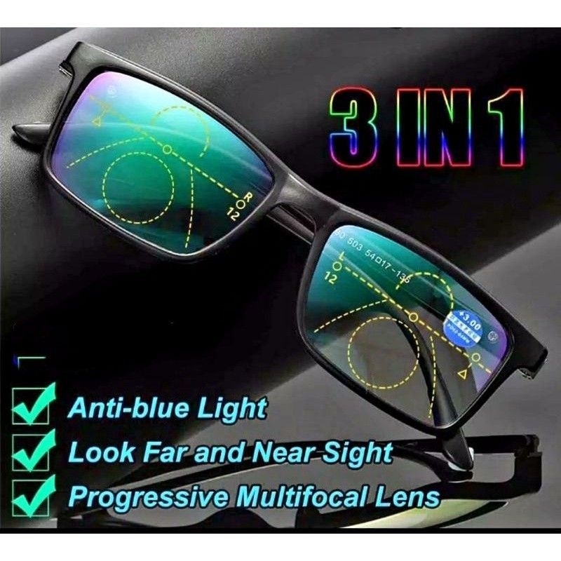 KACAMATA PLUS LENSA BLUERAY KACAMATA DOUBLE FOKUS 2 IN 1 BACA DAN JALAN