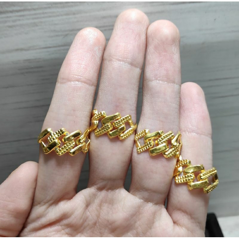 Cincin motif Maroko balok emas 24, 1/4sk (1.65gr) 24k karat asli Kadar 92% utk pria & wanita dewasa