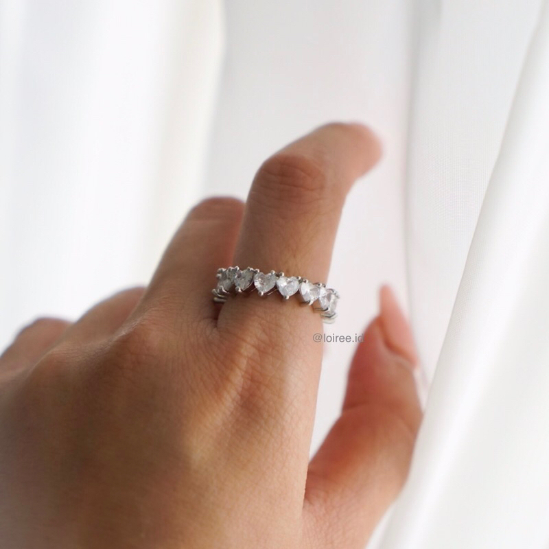 TAYA Ring | Everyday - Zirconia Heart Paved Adjustable Band Ring - Cincin Wanita