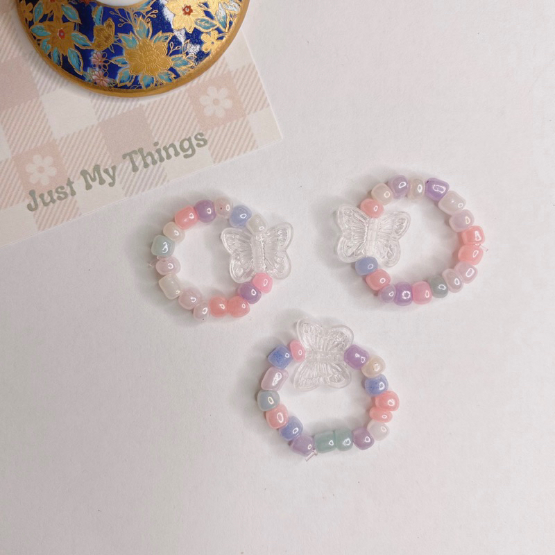 

Mini Butterfly Beaded Ring — Cincin Manik Kupu-Kupu Kecil