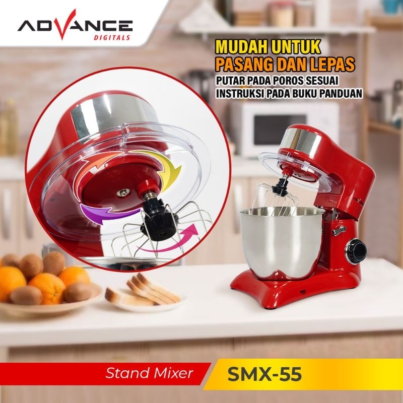 Advance Mixer Com 5.5 Liter Mangkok Stainless / Stand Mixer SMX 55