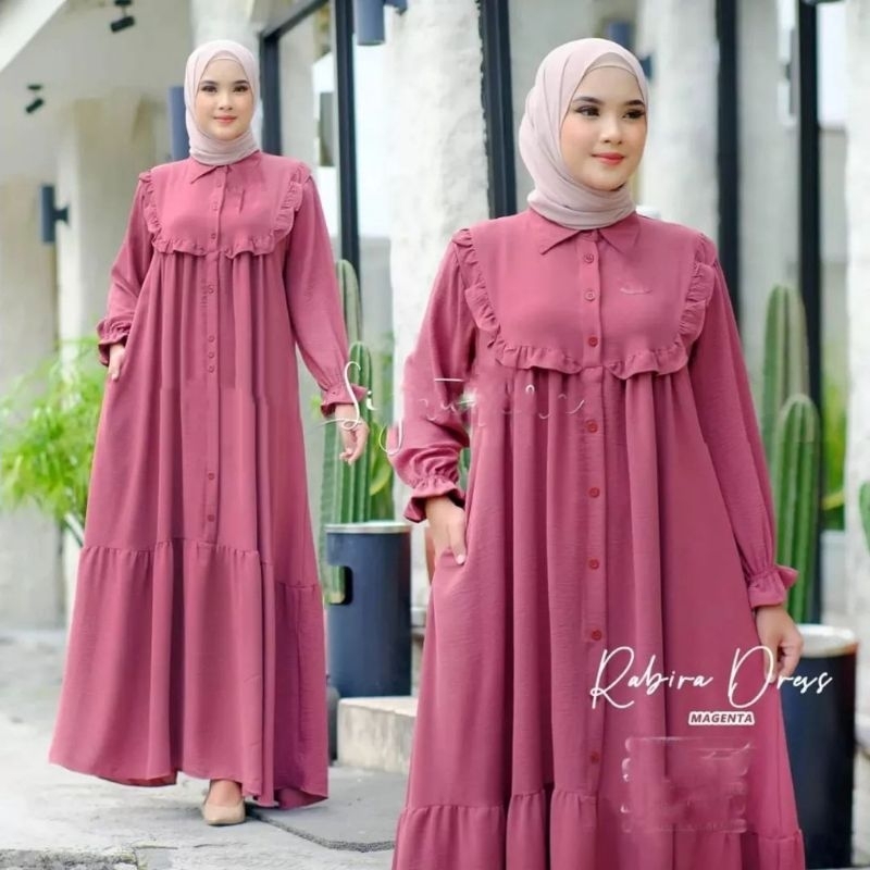 RABIRA MAXY DRESS GAMIS CRINKLE AIRFLOW POLOS / LONGDRESS GAMIS REMAJA MUSLIMAH TERBARU By_KhilyaaFa