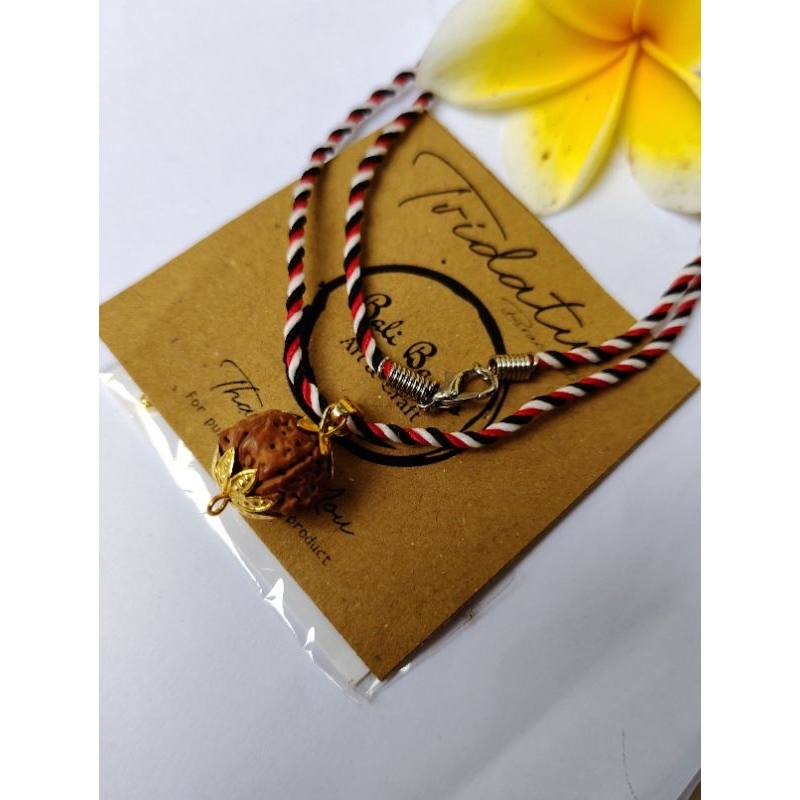Kalung Tridatu Asli Bali Liontin Rudraksa Genitri Charm