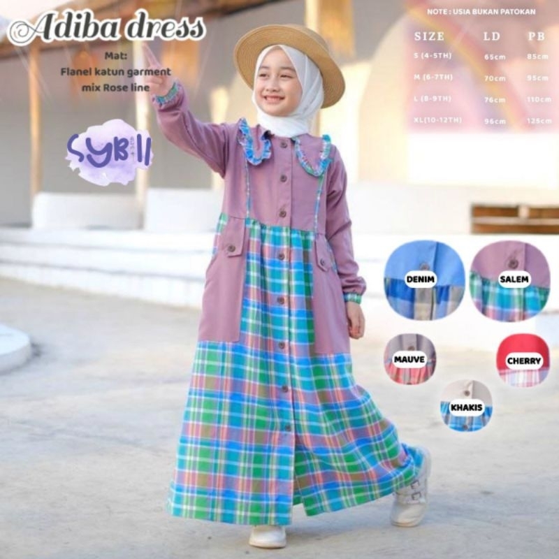 ADIBA DRESS ANAK GAMIS ANAK KOTAK FLANEL ORI