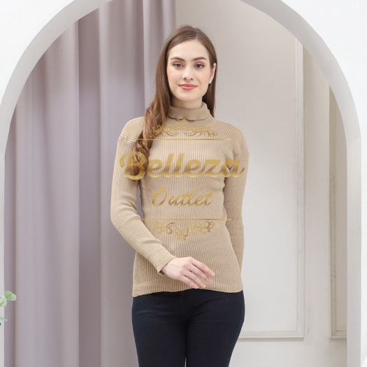 Belleza Outlet baju rajut Cardigan rajut atasan wanita Daisy Turtleneck