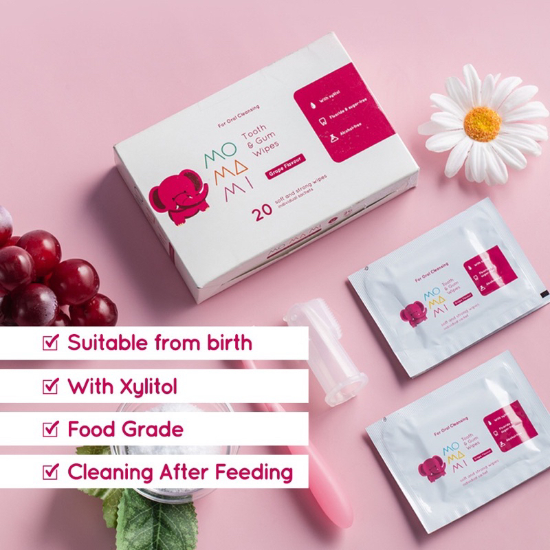 Momami Tooth and Gum Wipes 20s/30s - Tisu Mulut dan gigi bayi