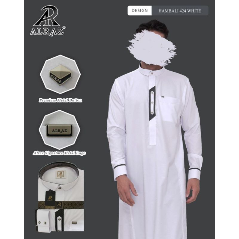 PROMO Jubah Al Raz HAMBALI hitam putih warna, Gamis Pria Al Raz Hambali