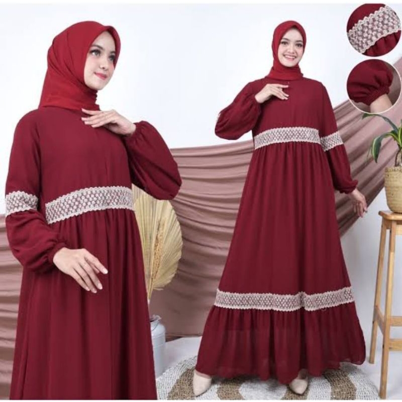 Gamis ceruty renda//gamis ceruty polos//gamis renda //gamis ceruty