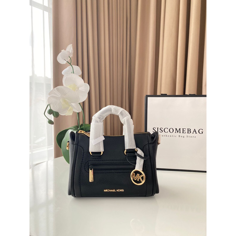 Pelunasan MK carine xs top zip satchel crossbody leather black