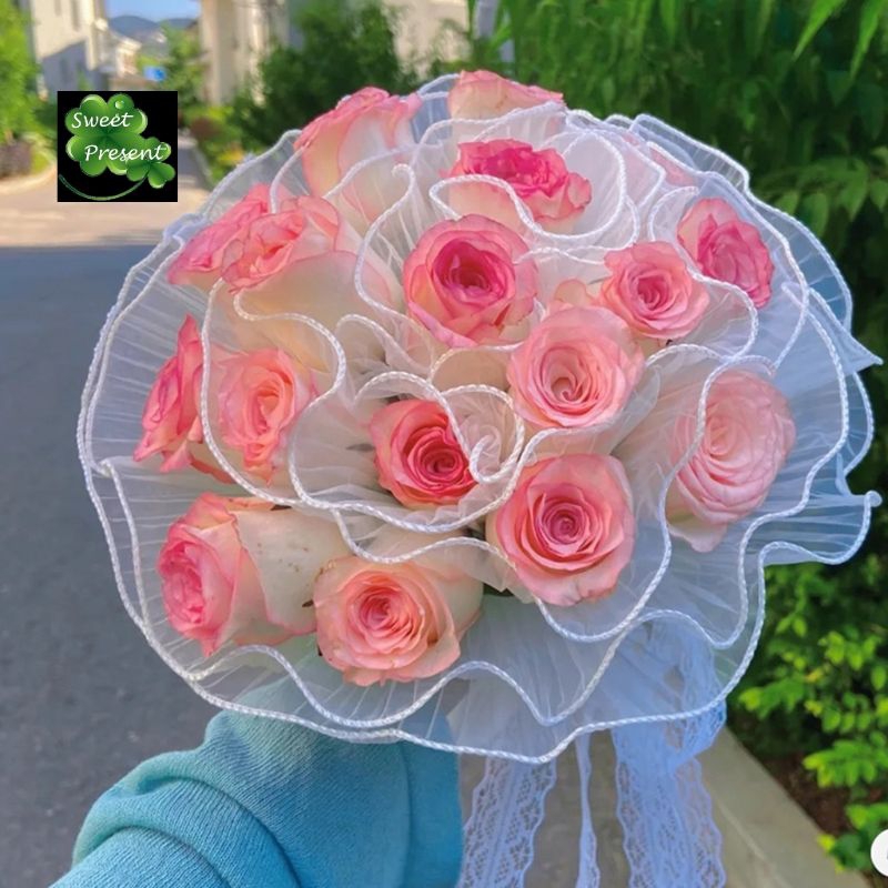 Korean Lace Mesh Flower Wrapping