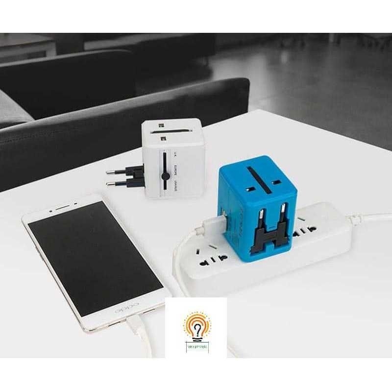 Universal Travel Adaptor Multi Soket Dengan 2 Prot USB All in One Adaptor Universal Plug EU AU UK US