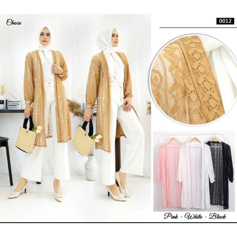 Outer Brokat, Long Cardigan Brokat, Long Cardy Muslimah